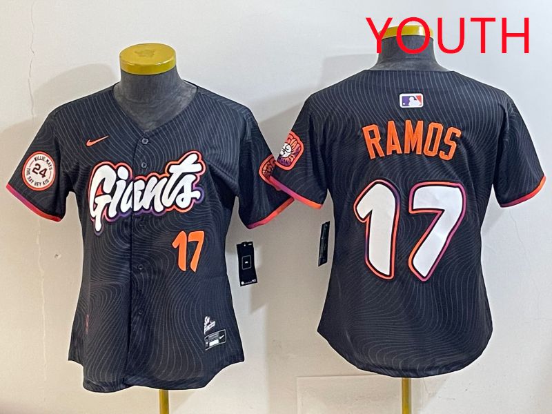 Youth San Francisco Giants 17 Ramos Black Joint Name 2025 Nike MLB Jersey style 8